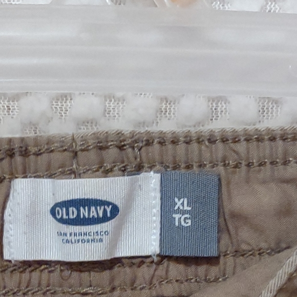 Old Navy Pants Men Size XL Color Tan Cuffed Legs Drawstring Waist Pockets - Picture 4 of 6